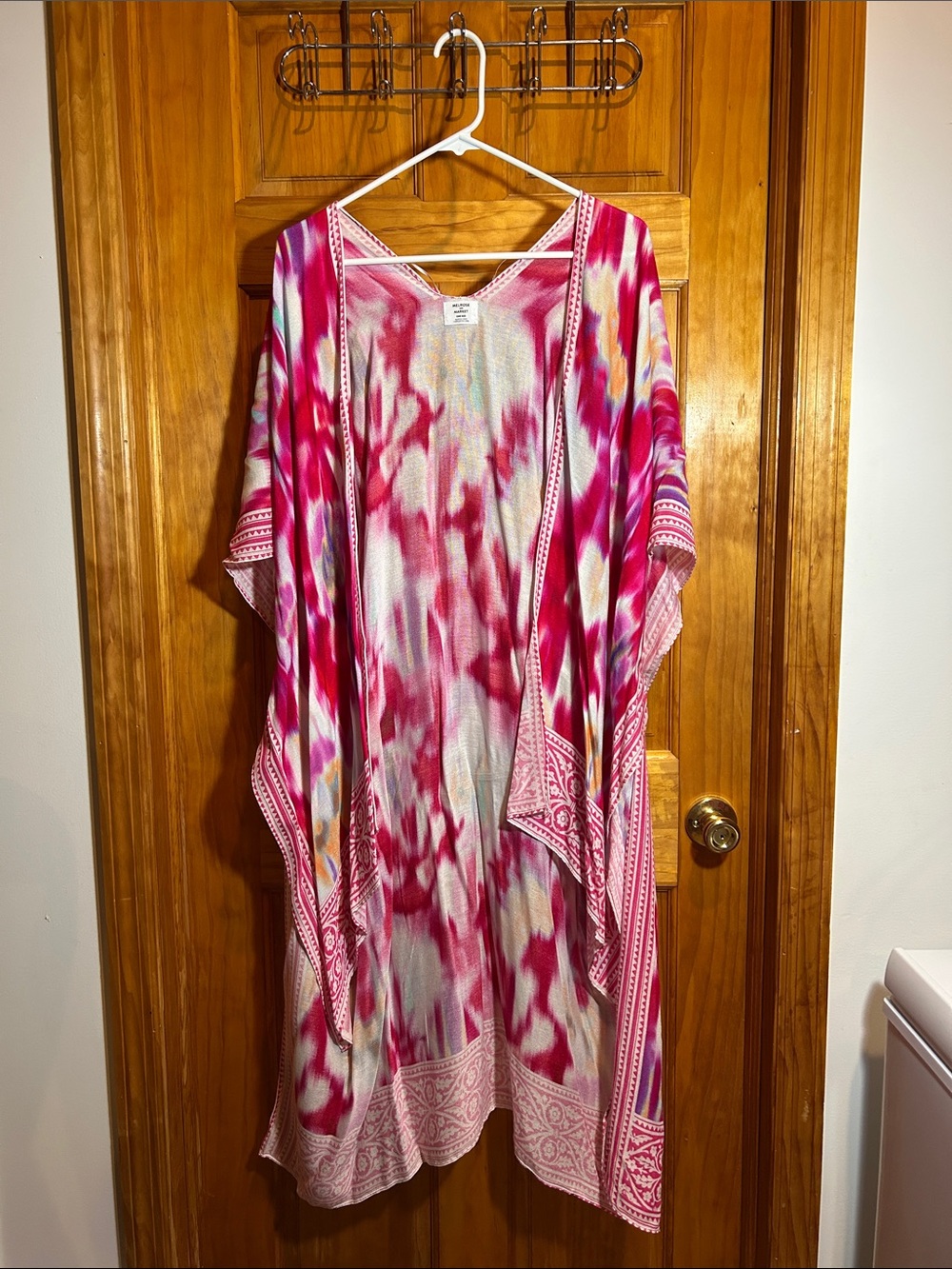 Melrose and Market Pink Tie-Dye Kimono Cover-Up